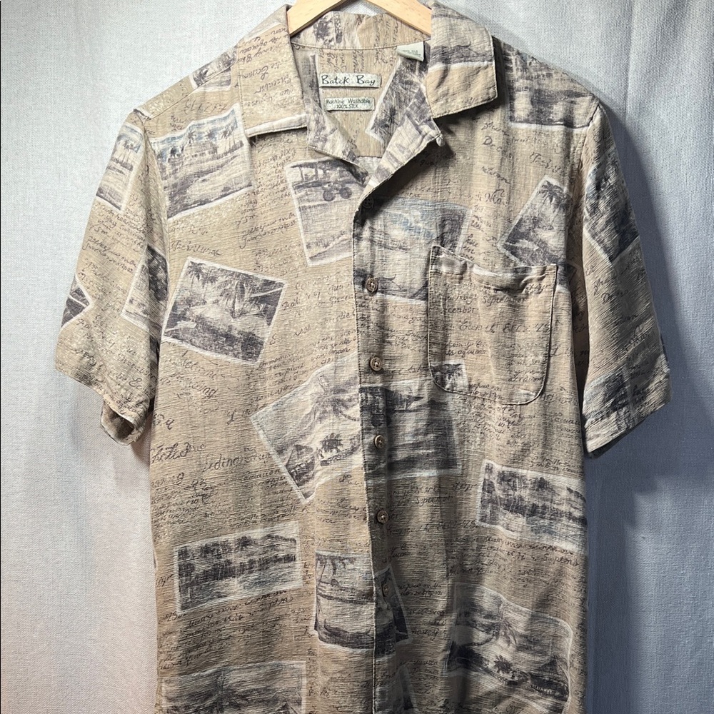 Tropical Beige and Gray Casual Shirt